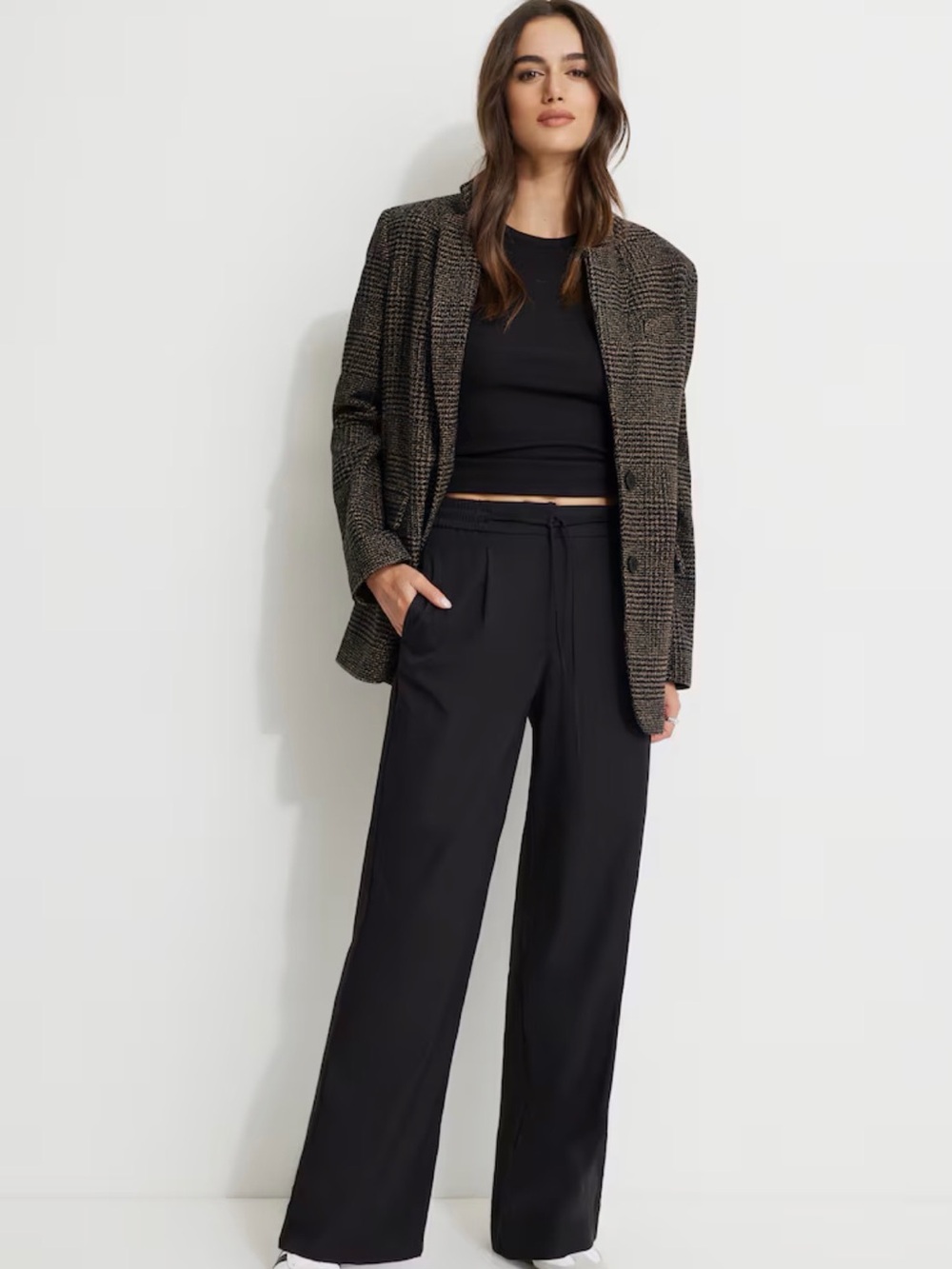 Dynamite pull on drawstring pants with button closure